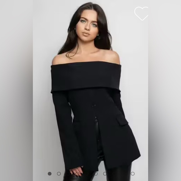 NWT SIERRA DARIEN Elegant Black Off-Shoulder Blazer Size XL - Picture 1 of 9